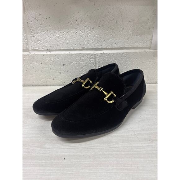 Steve Madden Sz 7 Delrayy Black Velvet Bit Slip On Men’s Dress Shoe Loafers
